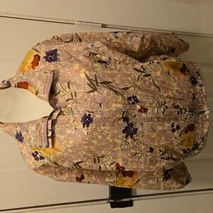 Vintage Active Studio 100% Silk Floral Colorful 90's Windbreaker Petite Small